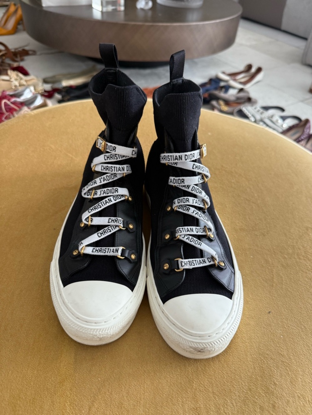 Dior Black High-Top Sneakers with Branded White Laces - Picture 9 of 10